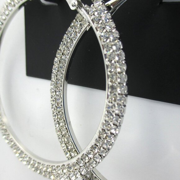 nOir Jewelry Pressed Crystal Sparkle 2” Hoop NWT Y2K Party - Picture 3 of 5